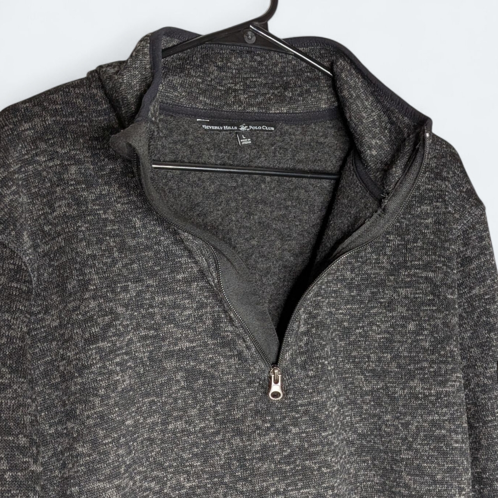 Beverly Hills Polo Club Charcoal Gray Quarter-Zip Pullover Men Athletic Size L - Picture 12 of 12